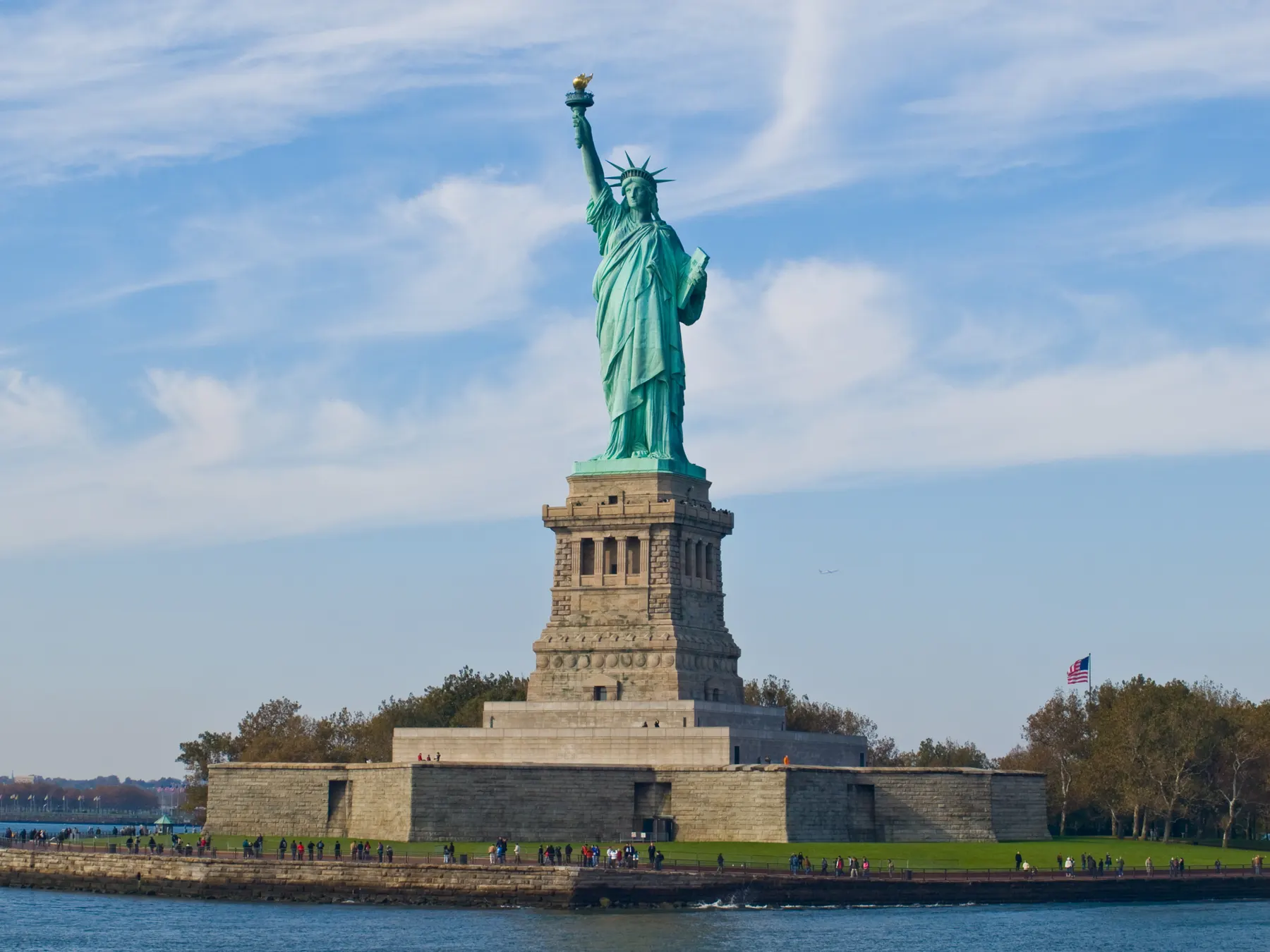Statue of Liberty under a blue sky